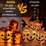 3 Pack Lighted Halloween Pumpkin Gift Boxes, 60 LED Battery Operated Jack O Lantern Decorations with Timer & 8 Modes In Australia - Darrahopens