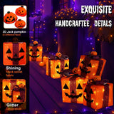 3 Pack Lighted Halloween Pumpkin Gift Boxes, 60 LED Battery Operated Jack O Lantern Decorations with Timer & 8 Modes In Australia - Darrahopens