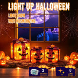 3 Pack Lighted Halloween Pumpkin Gift Boxes, 60 LED Battery Operated Jack O Lantern Decorations with Timer & 8 Modes In Australia - Darrahopens