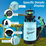 Portable Shower for Camping with 7 Spray Modes, Hand Press Camping Shower with Removable Hose and Shower Head,Pressure Rinse Kits for Hiking Traveling Garden Beach Pet Shower