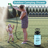 Portable Shower for Camping with 7 Spray Modes, Hand Press Camping Shower with Removable Hose and Shower Head,Pressure Rinse Kits for Hiking Traveling Garden Beach Pet Shower