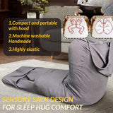 Sleep Pod - Wearable Blanket Hoodie for Anxiety Relief & Deep Sleep, Portable Personal Sleeping Bag for Travel, Camping and Cozy Lounging - Blue - Size 150cm*40cm