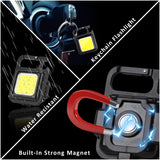 COB Rechargeable Keychain Flashlight 2Pack, High Lumen Super Bright LED Work Light with Magnet,Clip,Bottle Opener for Dog Walking,Car Repair, Emergency,Camping,EDC