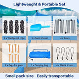 210*170*150CM 4 Poles Beach Tent Shade Canopy with UPF50+ Protection Sun Shelter Portable Camping Tents with Sandbags Poles and Ground Pegs and Anti-Wind Ropes for Beach Outdoor Camping Backyard Picnics - Blue