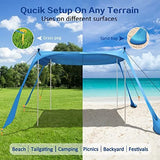 210*200*150CM 4 Poles Beach Tent Shade Canopy with UPF50+ Protection Sun Shelter Portable Camping Tents with Sandbags Poles and Ground Pegs and Anti-Wind Ropes for Beach Outdoor Camping Backyard Picnics - Red