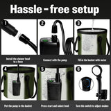 Portable Camping Shower, 6000mAh Rechargeable Outdoor Shower Pump 4 Spray Modes & Speeds, Ipx7 Waterproof, LED Display, Portable Shower for Camping, Car & Pet - Black - Size 5.3-gallon bucket, spray gun, and bath bomb