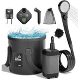 Portable Camping Shower, 6000mAh Rechargeable Outdoor Shower Pump 4 Spray Modes & Speeds, Ipx7 Waterproof, LED Display, Portable Shower for Camping, Car & Pet - Gray - Size 5.3-gallon bucket, spray gun, and bath bomb In Australia - Darrahopens