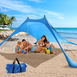 210*200*150CM 2 Poles Beach Tent Shade Canopy with UPF50+ Protection Sun Shelter Portable Camping Tents with Sandbags Poles and Ground Pegs and Anti-Wind Ropes for Beach Outdoor Camping Backyard Picnics - Green