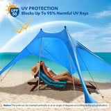 210*200*150CM 2 Poles Beach Tent Shade Canopy with UPF50+ Protection Sun Shelter Portable Camping Tents with Sandbags Poles and Ground Pegs and Anti-Wind Ropes for Beach Outdoor Camping Backyard Picnics - Green
