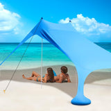 210*200*150CM 2 Poles Beach Tent Shade Canopy with UPF50+ Protection Sun Shelter Portable Camping Tents with Sandbags Poles and Ground Pegs and Anti-Wind Ropes for Beach Outdoor Camping Backyard Picnics - Green
