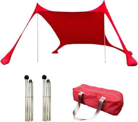 210*170*150CM 2 Poles Beach Tent Shade Canopy with UPF50+ Protection Sun Shelter Portable Camping Tents with Sandbags Poles and Ground Pegs and Anti-Wind Ropes for Beach Outdoor Camping Backyard Picnics - Red In Australia - Darrahopens