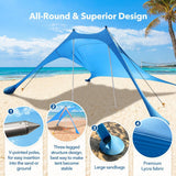 300*300*200CM 2 Poles Beach Tent Shade Canopy with UPF50+ Protection Sun Shelter Portable Camping Tents with Sandbags Poles and Ground Pegs and Anti-Wind Ropes for Beach Outdoor Camping Backyard Picnics - Red