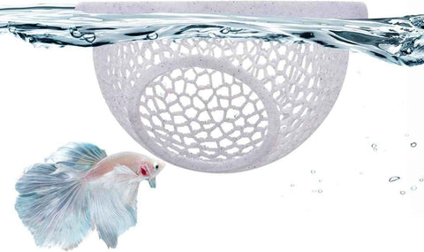 Floating Betta Hide & Shrimp Cave – 3D Printed Aquarium Hammock, Feeder & Rest Spot – Floating Betta Log & Cave Decor for Nano Tanks, Corydoras, Shrimp & Small Fish – Safe PLA, Patent Pending - Beige - Size S In Australia - Darrahopens