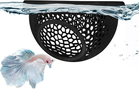Floating Betta Hide & Shrimp Cave – 3D Printed Aquarium Hammock, Feeder & Rest Spot – Floating Betta Log & Cave Decor for Nano Tanks, Corydoras, Shrimp & Small Fish – Safe PLA, Patent Pending - Black - Size S In Australia - Darrahopens