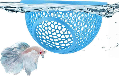 Floating Betta Hide & Shrimp Cave – 3D Printed Aquarium Hammock, Feeder & Rest Spot – Floating Betta Log & Cave Decor for Nano Tanks, Corydoras, Shrimp & Small Fish – Safe PLA, Patent Pending - Blue - Size S In Australia - Darrahopens