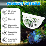 Floating Betta Hide & Shrimp Cave – 3D Printed Aquarium Hammock, Feeder & Rest Spot – Floating Betta Log & Cave Decor for Nano Tanks, Corydoras, Shrimp & Small Fish – Safe PLA, Patent Pending - White - Size S