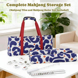 Mahjong Game Set, 166 Blue Tiles (1.2”), 4 All-in-One Color Rack/Pushers & Drawstring Bag, Complete Mahjong Sets with Blue Printed Carrying Bag and Mahjong Tile Set Accessories