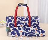 Mahjong Game Set, 166 Blue Tiles (1.2”), 4 All-in-One Color Rack/Pushers & Drawstring Bag, Complete Mahjong Sets with Blue Printed Carrying Bag and Mahjong Tile Set Accessories