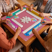 Darrahopens Outdoor Recreation > Picnic > Picnic Blankets Mahjong Game Set, 166 Blue Tiles (1.2”), 4 All-in-One Color Rack/Pushers & Drawstring Bag, Complete Mahjong Sets with Blue Printed Carrying Bag and Mahjong Tile Set Accessories In Australia - Darrahopens