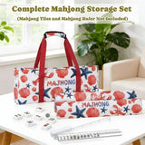 Mahjong Game Set, 166 Blue Tiles (1.2”), 4 All-in-One Color Rack/Pushers & Drawstring Bag, Complete Mahjong Sets with Blue Printed Carrying Bag and Mahjong Tile Set Accessories
