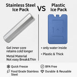 1Pack Ice Packs for Lunch Boxes Ice Pack for Cooler Reusable Stainless Steel Ice Packs for Coolers, Camping, Picnic Baskets Metal Bento Box Keep Food Drinks Fresh Cool - Silver - Size 1Pack