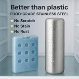 1Pack Ice Packs for Lunch Boxes Ice Pack for Cooler Reusable Stainless Steel Ice Packs for Coolers, Camping, Picnic Baskets Metal Bento Box Keep Food Drinks Fresh Cool - Silver - Size 1Pack