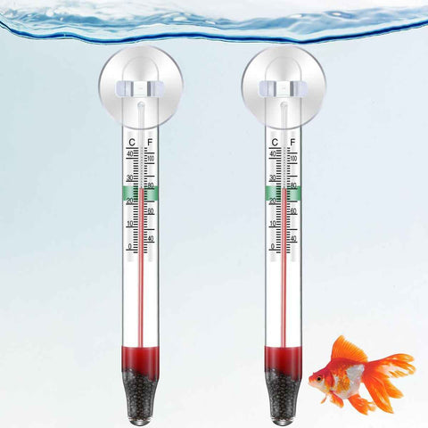 2 Pcs Floating Aquarium Thermometers, Floating Glass Aquarium Thermometer with Suction Cup, Mercury Free Large Standing Thermometer for Freshwater and Saltwater Fish In Australia - Darrahopens