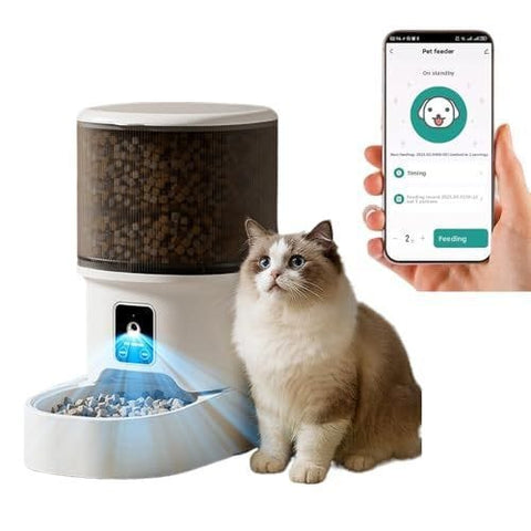 Darrahopens Pet Care > Cat Supplies > Cat Bowls, Feeders & Waterers Smart Camera Pet Feeder with HD Camera, 4L Automatic Dog & Cat Food Dispenser with Wi-Fi, 2-Way Audio, Timer & Remote Control for Small/Medium Pets In Australia - Darrahopens