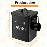 Cat Food Storage Container, 6L/202OZ Large Capacity Pet Food Storage Bin with Airtight Lid and Scoop, Metal Pet Storage Bucket, Portable Cute Cat Treat Container for Home Travels In Australia - Darrahopens