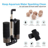 Aquarium Double Sponge Filter, Comes with 2 Spare Sponges - Black - Size M