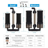 Aquarium Double Sponge Filter, Comes with 2 Spare Sponges - Black - Size S