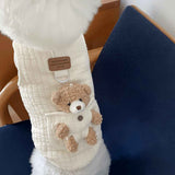Pet Sweater Plush Bear Pattern Sleeveless Pet Clothing Puppy Outfit Kitten - Ivory - Size M In Australia - Darrahopens