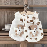 Pet Sweater Plush Bear Pattern Sleeveless Pet Clothing Puppy Outfit Kitten - Ivory - Size M In Australia - Darrahopens
