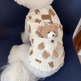 Pet Sweater Plush Bear Pattern Sleeveless Pet Clothing Puppy Outfit Kitten - Ivory - Size S In Australia - Darrahopens