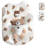 Pet Sweater Plush Bear Pattern Sleeveless Pet Clothing Puppy Outfit Kitten - White - Size M In Australia - Darrahopens
