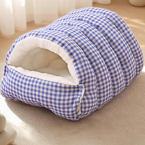 Cozy Monster Cat Bed, Cave Style Pet Bed, Cat Beds for Indoor Cats, Cat Cave Bed Cat Tent with Removable Cushion, Warm Cave Nest Sleeping Bed Puppy House for Cats Small Dogs - Blue - Size 30cm*28cm*20cm In Australia - Darrahopens