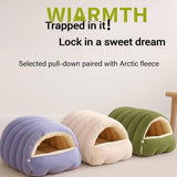 Cozy Monster Cat Bed, Cave Style Pet Bed, Cat Beds for Indoor Cats, Cat Cave Bed Cat Tent with Removable Cushion, Warm Cave Nest Sleeping Bed Puppy House for Cats Small Dogs - Blue - Size 30cm*28cm*20cm