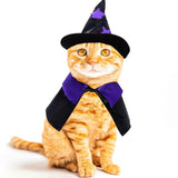 Halloween Pet Costume Cat Wizard Costume Funny Wizard Cat Clothes Cloak and Hat for Small Dogs Outfits