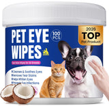 Dog Eye Wipes, Tear Stain Remover for All Dogs & Cats – Hypoallergenic & Deodorizing Eye Wipes for Dogs, Pet Eye Cleaner Wipes with Enzymes for Discharge, Crust, Mucus & Debris, Coconut (100 Ct) In Australia - Darrahopens