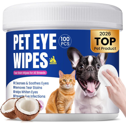 Dog Eye Wipes, Tear Stain Remover for All Dogs & Cats – Hypoallergenic & Deodorizing Eye Wipes for Dogs, Pet Eye Cleaner Wipes with Enzymes for Discharge, Crust, Mucus & Debris, Coconut (100 Ct) In Australia - Darrahopens