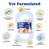 Dog Eye Wipes, Tear Stain Remover for All Dogs & Cats – Hypoallergenic & Deodorizing Eye Wipes for Dogs, Pet Eye Cleaner Wipes with Enzymes for Discharge, Crust, Mucus & Debris, Coconut (100 Ct)