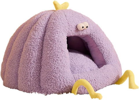 Winter Warm Cats Bed Cartoon Theme Design Highly Density Removable Cover Shelter House Rest Bed for Small Breeds Winter Warm Cats House - Purple - Size 60cm*45cm In Australia - Darrahopens