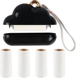 Mini Lint Roller Travel Size, Reusable Lint Roller for Travel, Pet Hair Remover Portable Lint Roller for Clothes with 150 Sheets Refillable - Black - Size 10cm