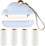 Mini Lint Roller Travel Size, Reusable Lint Roller for Travel, Pet Hair Remover Portable Lint Roller for Clothes with 150 Sheets Refillable - Blue - Size 10cm In Australia - Darrahopens