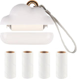 Mini Lint Roller Travel Size, Reusable Lint Roller for Travel, Pet Hair Remover Portable Lint Roller for Clothes with 150 Sheets Refillable - White - Size 10cm