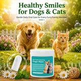 Pet Teeth Cleaning Finger Wipes for Dogs & Cats, Gentle Daily Oral Care Dental Wipes Helps Reduce Plaque Tartar & Freshens Breath, Dog Toothbrush Alternative for Puppies, Kittens & All Breeds,50 Count