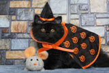 Halloween Cat Costume Cloak Witch Hat Pet Accessories Halloween Adjustable Pumpkin Pet Costumes Clothes Set, Halloween pet Costume Decor Cloak for Cats Dogs Puppy Halloween Carnival Party Supplies