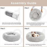 Pet Bed Anti-Anxiety Pet Bed Donut Pet Bed Small Dog Bed Medium Dog Bed Cat Bed - Navy - Size 27in