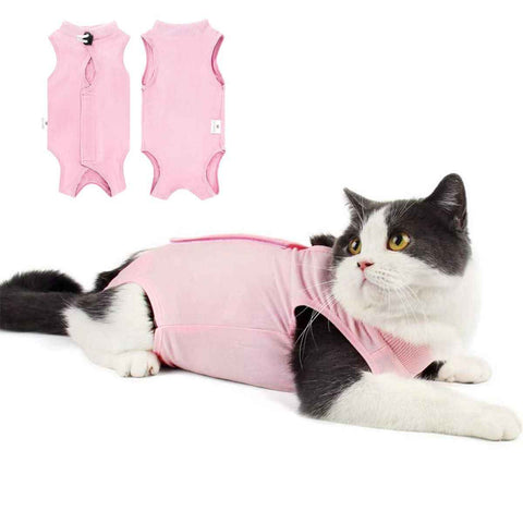 Cat Recovery Jumpsuit Abdominal Wound Protection Post-Surgery Cat Clothing - Pink - Size M(Above 3.5 lbs) In Australia - Darrahopens
