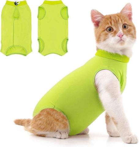 Cat Recovery Jumpsuit Abdominal Wound Protection Post-Surgery Cat Clothing - Yellow - Size L(Above 7 lbs) In Australia - Darrahopens